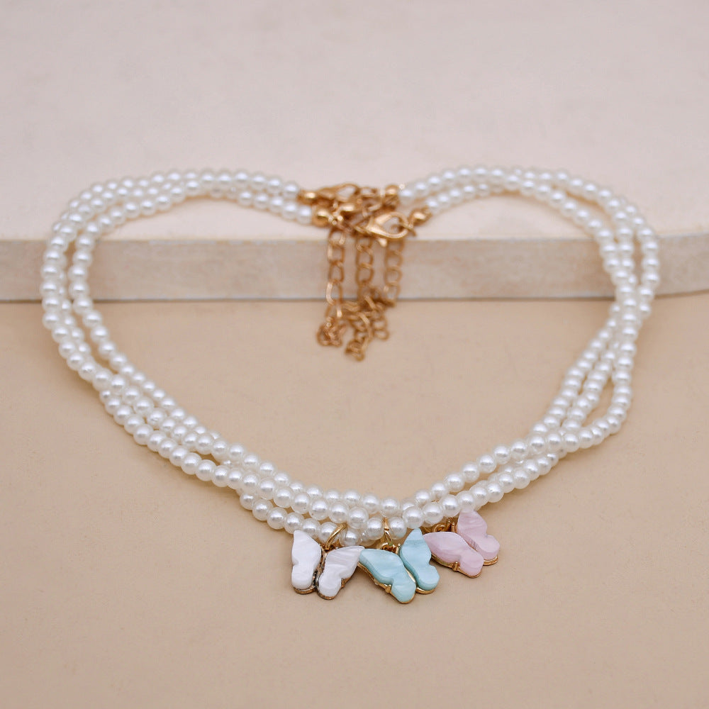 Collier de perles nœud papillon en opale européenne et américaine pour femmes.