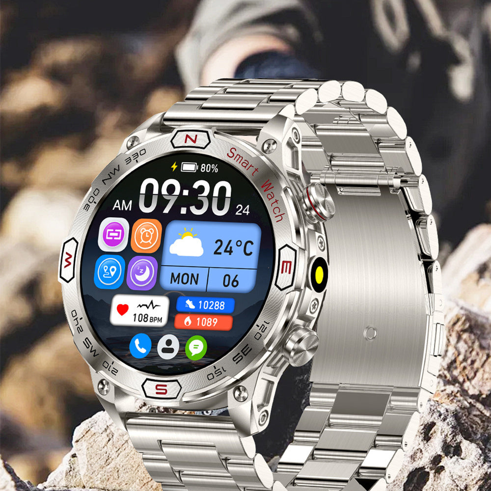 Montre intelligente avec écran AMOLED HD et fonction d'appel Bluetooth pour le sport.