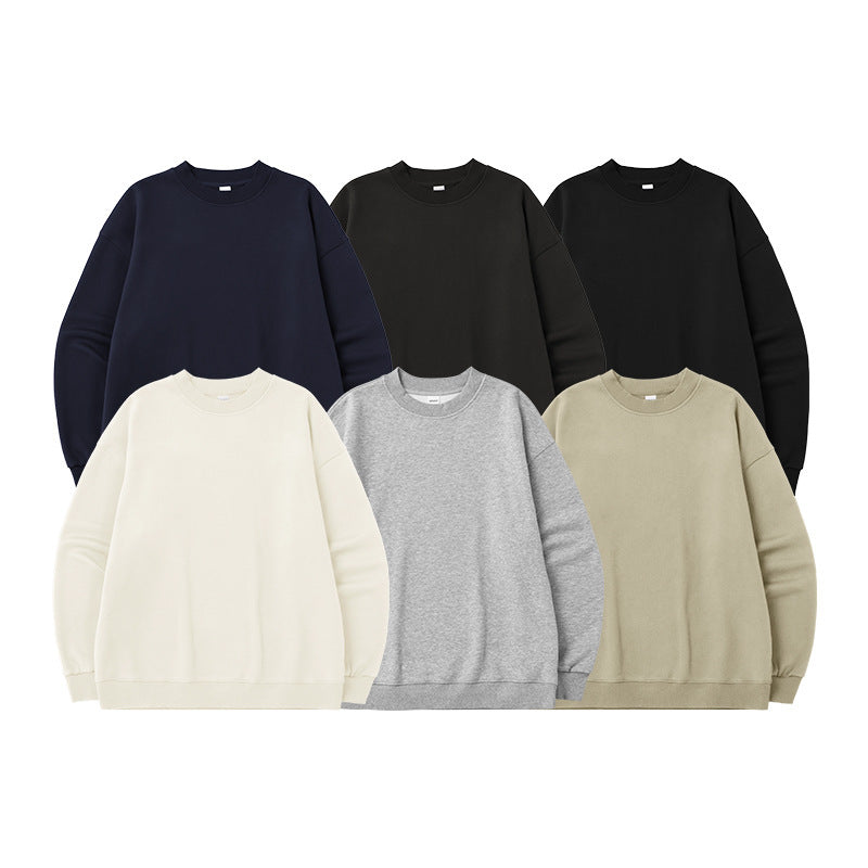 Pull pour homme à col rond en molleton simple doublé de polaire, ample et décontracté