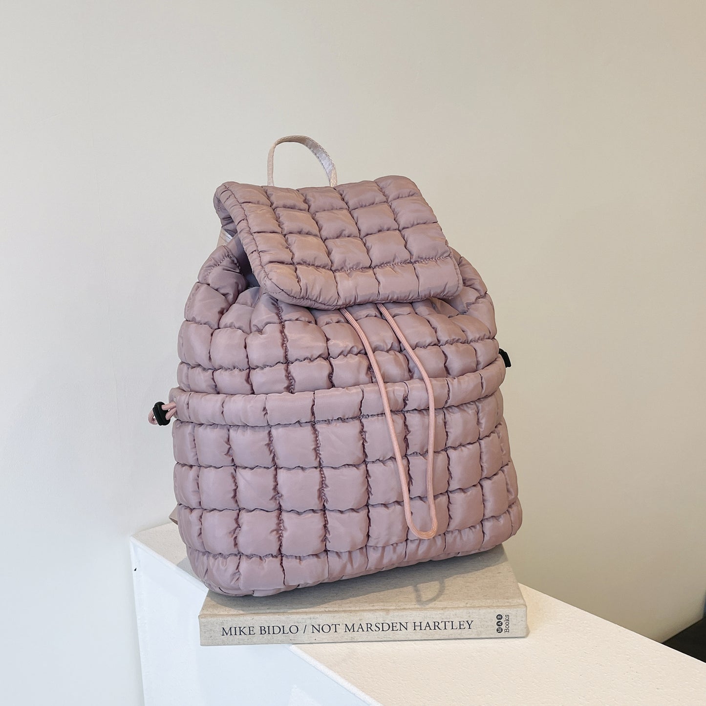 Sac à dos matelassé de couleur bonbon pour femmes, rembourré en duvet, grand sac d'école en coton, sac à dos de voyage pour femmes à carreaux, sac à bandoulière