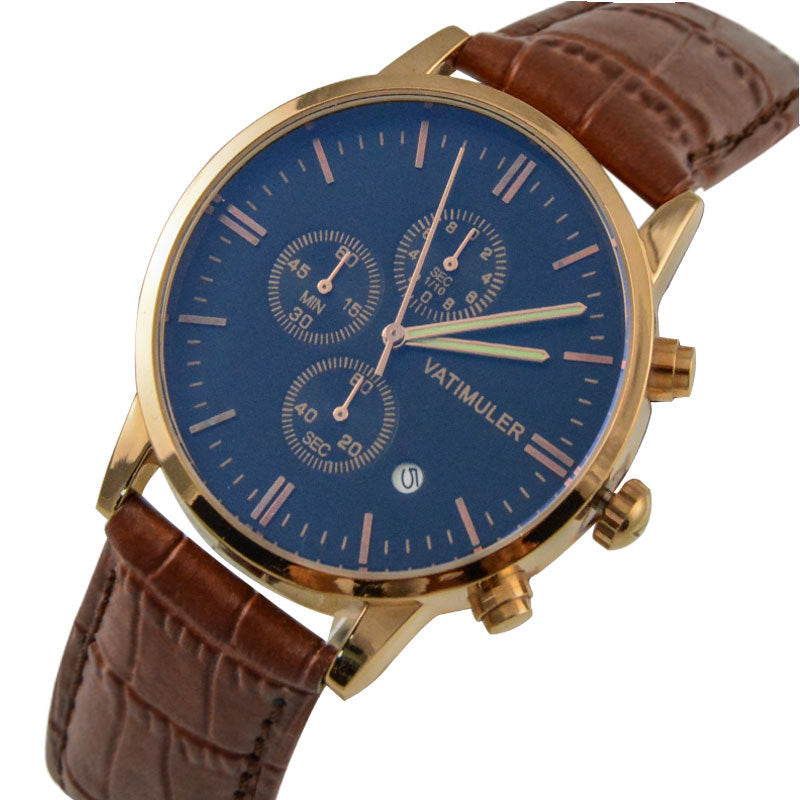 Montre pour hommes multifonction style coréen d'affaires en quartz