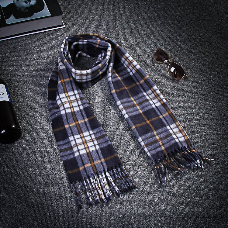 Écharpe pour hommes et femmes en tartan noir et blanc, épaisse et thermique, pour l'automne et l'hiver. - Ivory Deals Market