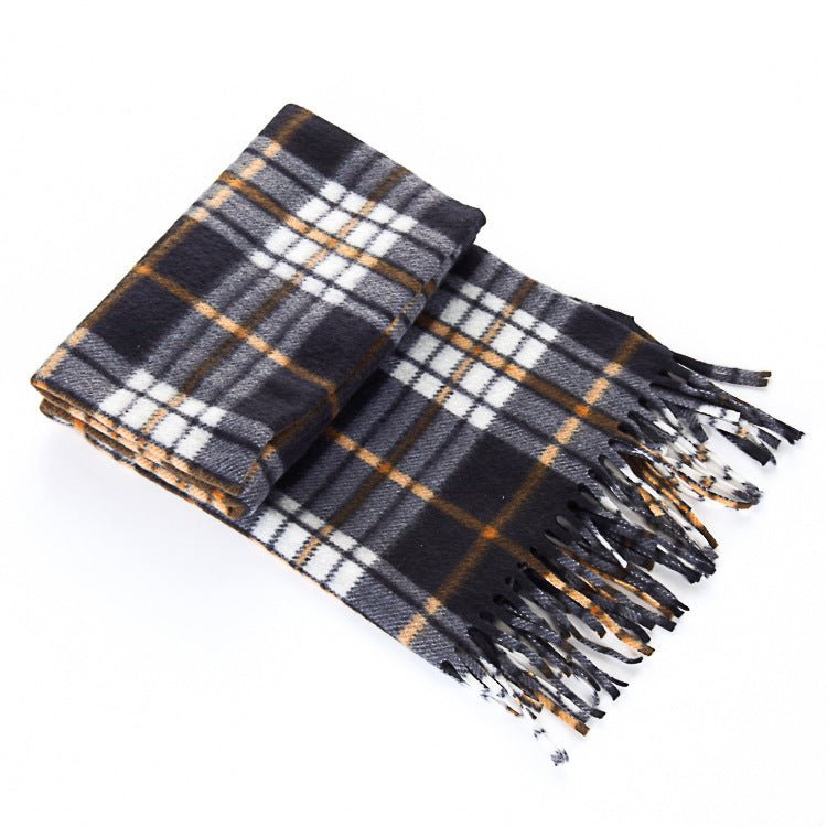 Écharpe pour hommes et femmes en tartan noir et blanc, épaisse et thermique, pour l'automne et l'hiver. - Ivory Deals Market