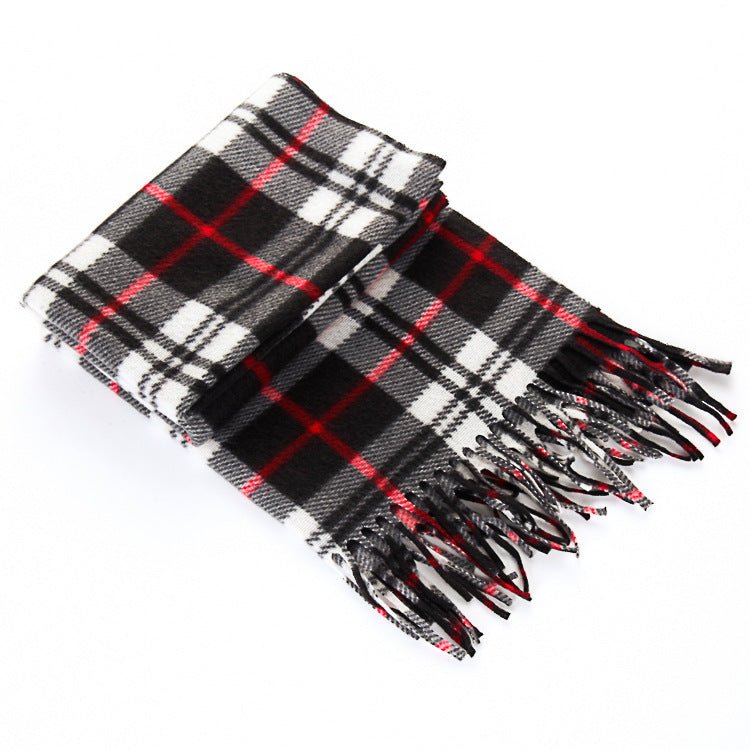 Écharpe pour hommes et femmes en tartan noir et blanc, épaisse et thermique, pour l'automne et l'hiver. - Ivory Deals Market