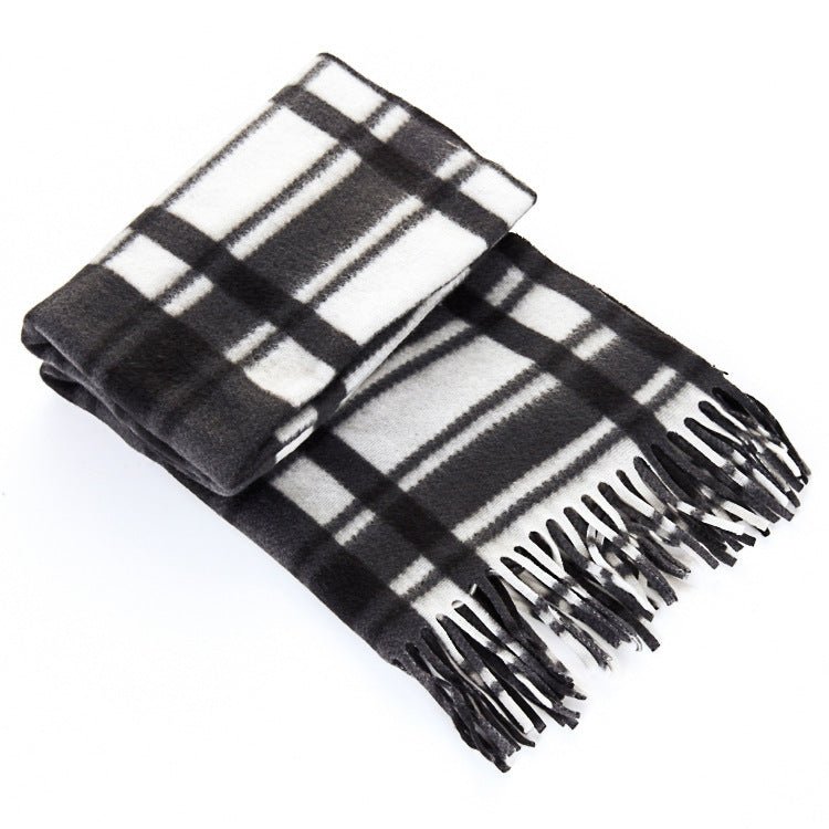 Écharpe pour hommes et femmes en tartan noir et blanc, épaisse et thermique, pour l'automne et l'hiver. - Ivory Deals Market