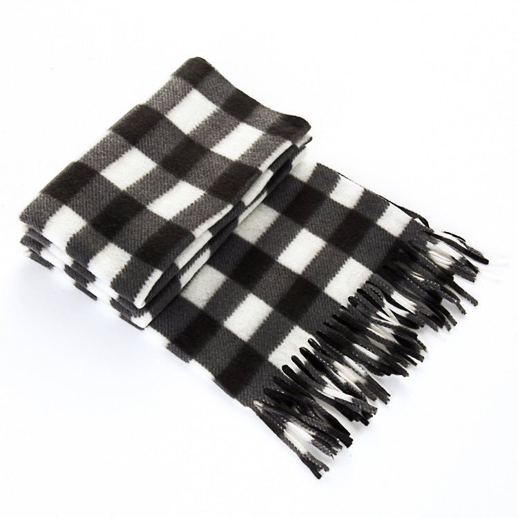 Écharpe pour hommes et femmes en tartan noir et blanc, épaisse et thermique, pour l'automne et l'hiver. - Ivory Deals Market