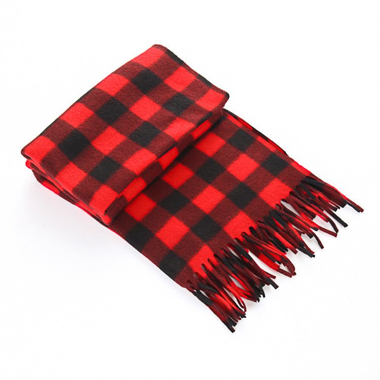 Écharpe pour hommes et femmes en tartan noir et blanc, épaisse et thermique, pour l'automne et l'hiver. - Ivory Deals Market