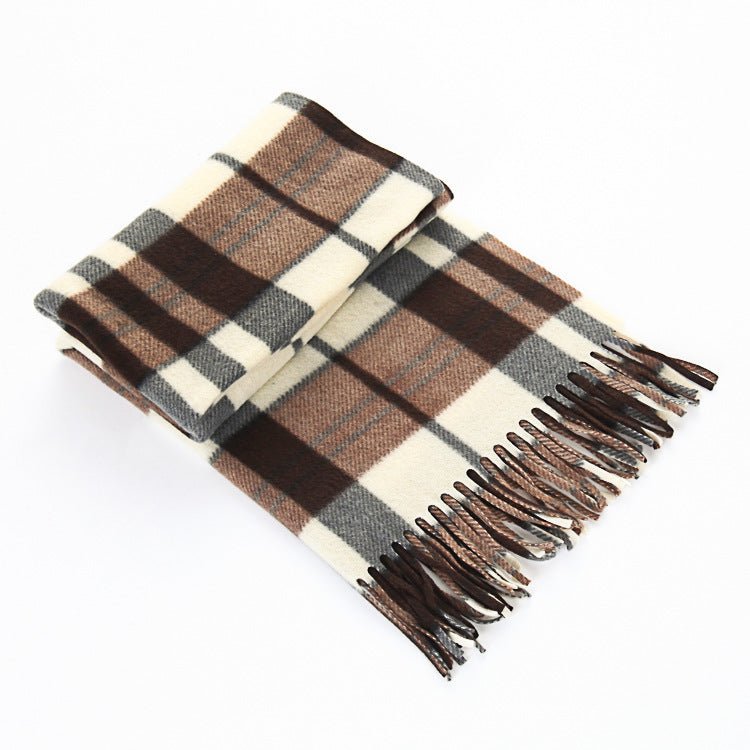 Écharpe pour hommes et femmes en tartan noir et blanc, épaisse et thermique, pour l'automne et l'hiver. - Ivory Deals Market