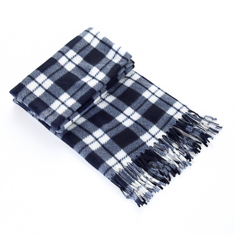 Écharpe pour hommes et femmes en tartan noir et blanc, épaisse et thermique, pour l'automne et l'hiver. - Ivory Deals Market