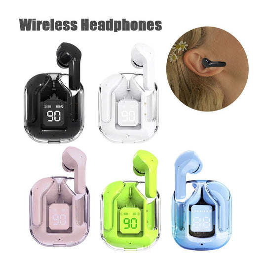 Écouteurs Bluetooth sans fil à affichage numérique transparent TWS - Ivory Deals Market