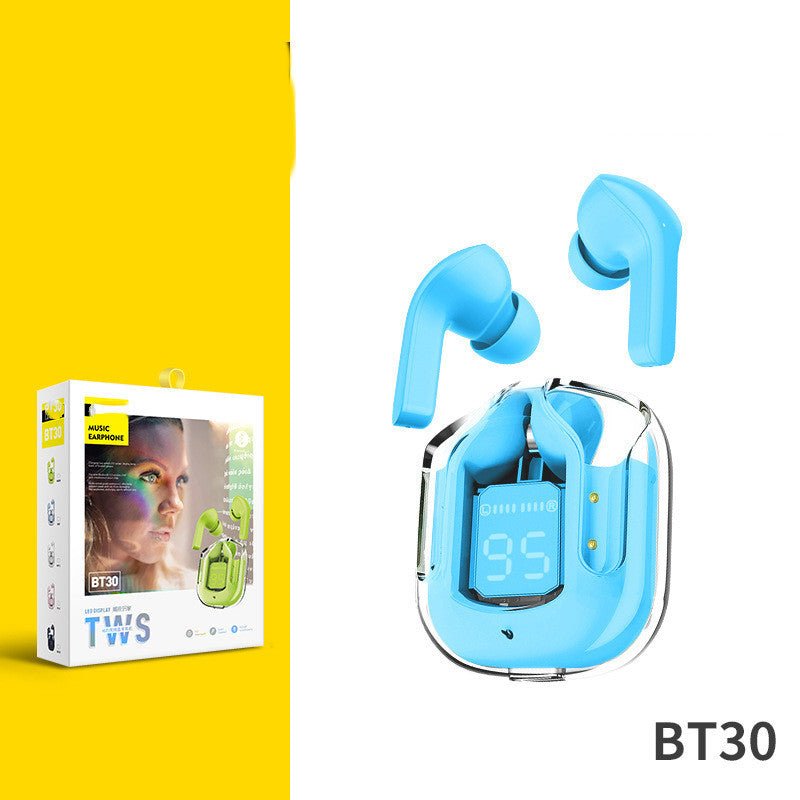 Écouteurs Bluetooth sans fil à affichage numérique transparent TWS - Ivory Deals Market