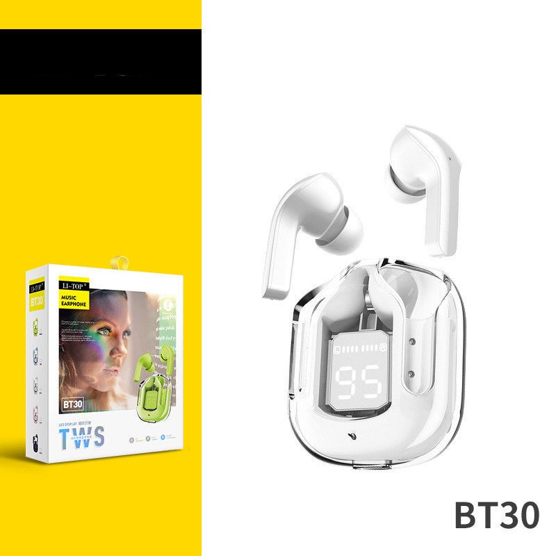 Écouteurs Bluetooth sans fil à affichage numérique transparent TWS - Ivory Deals Market