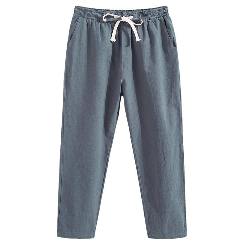 Pantalon décontracté en lin pour hommes, taille plus ample