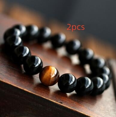 Naturel noir Onyx avec pierre oeil de tigre perles bracelet pour hommes bijoux 12 constellation Lovers Bilan Énergétique bracelet - Ivory Deals Market