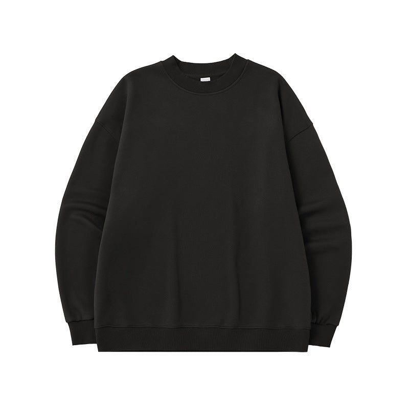 Pull pour homme à col rond en molleton simple doublé de polaire, ample et décontracté