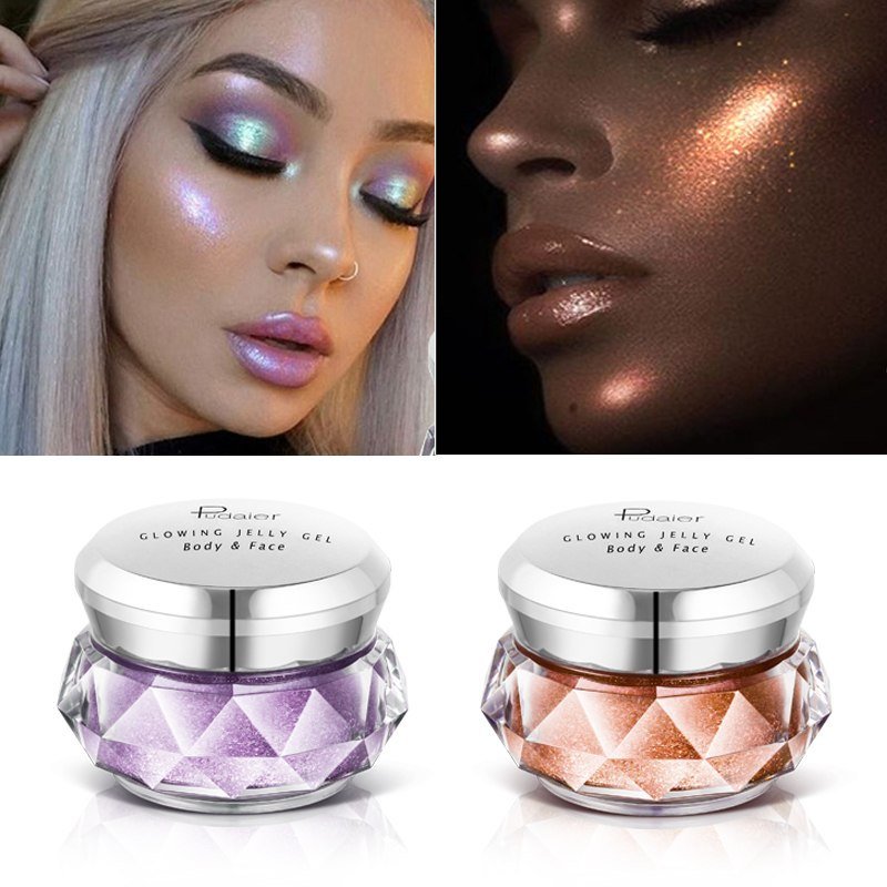 Enlumineur Visage Gelée Gel Sirène Fard à paupières Glow Corps Glitter Festival Maquillage Iluminador Gold Liquid Highlighter Bronzer - Ivory Deals Market