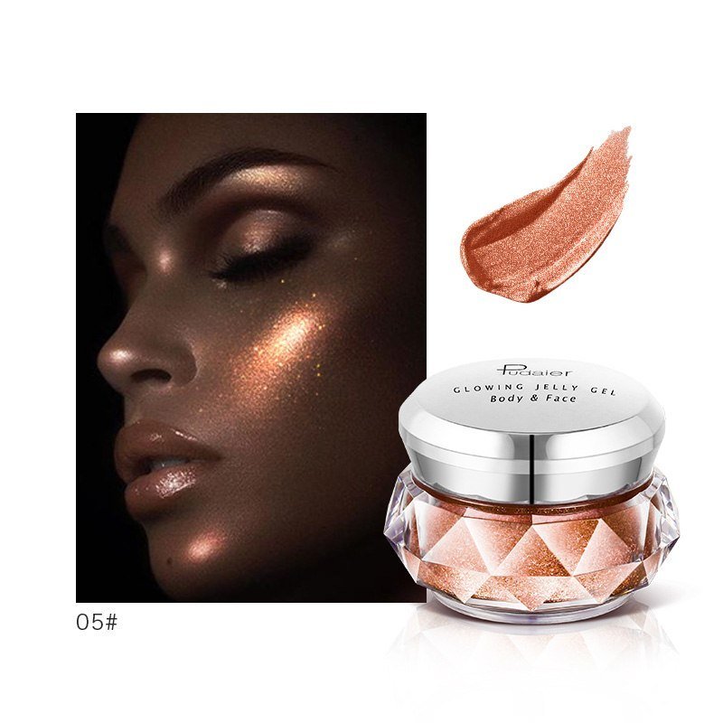 Enlumineur Visage Gelée Gel Sirène Fard à paupières Glow Corps Glitter Festival Maquillage Iluminador Gold Liquid Highlighter Bronzer - Ivory Deals Market