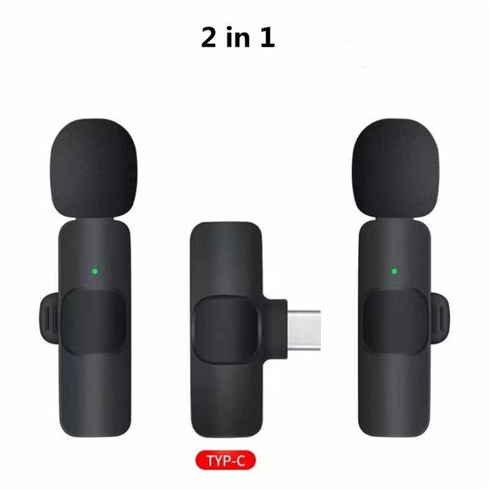 'Enregistrement audio et vidéo sans fil avec microphone cravate mini lavalier et rechargeable pour téléphone Ensemble de microphones cravate sans fil pour diffusion en direct et enregistrement vidéo court - Ivory Deals Market