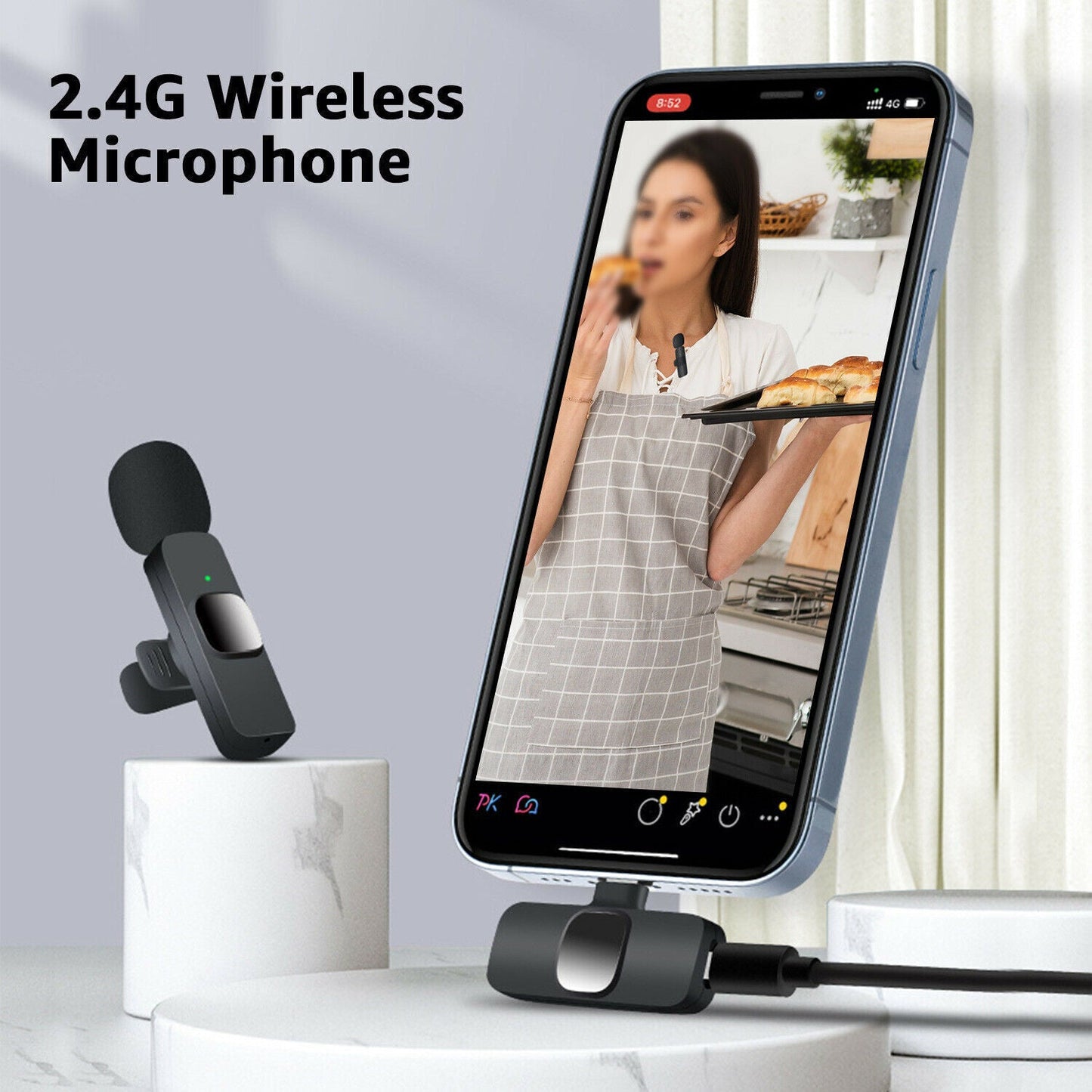 'Enregistrement audio et vidéo sans fil avec microphone cravate mini lavalier et rechargeable pour téléphone Ensemble de microphones cravate sans fil pour diffusion en direct et enregistrement vidéo court - Ivory Deals Market