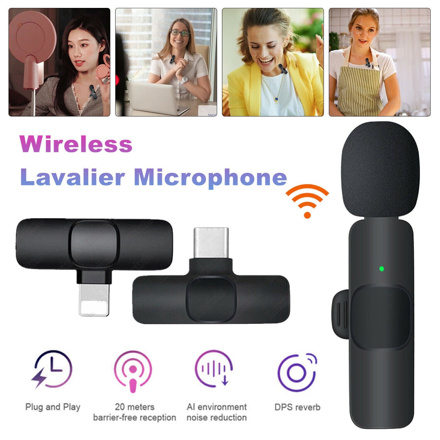 'Enregistrement audio et vidéo sans fil avec microphone cravate mini lavalier et rechargeable pour téléphone Ensemble de microphones cravate sans fil pour diffusion en direct et enregistrement vidéo court - Ivory Deals Market