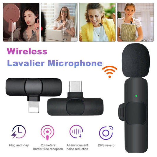 'Enregistrement audio et vidéo sans fil avec microphone cravate mini lavalier et rechargeable pour téléphone Ensemble de microphones cravate sans fil pour diffusion en direct et enregistrement vidéo court - Ivory Deals Market