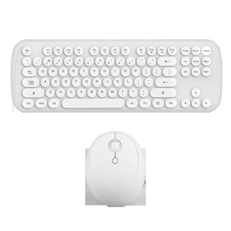 Ensemble clavier et souris sans fil couleur rétro pour filles - Ivory Deals Market