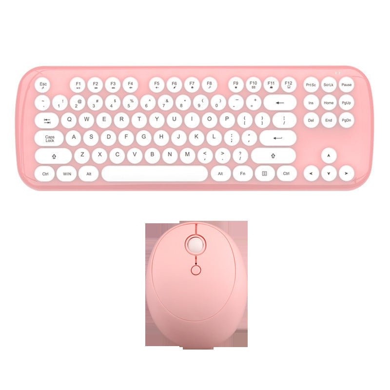 Ensemble clavier et souris sans fil couleur rétro pour filles - Ivory Deals Market