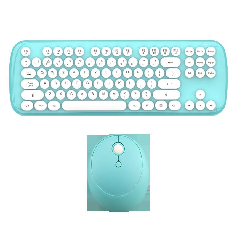 Ensemble clavier et souris sans fil couleur rétro pour filles - Ivory Deals Market