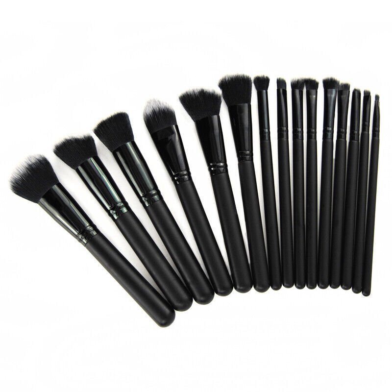 Ensemble de 15 pinceaux de maquillage noir pour femme avec sac de fond de teint pour eye - liner fard à paupières - Ivory Deals Market