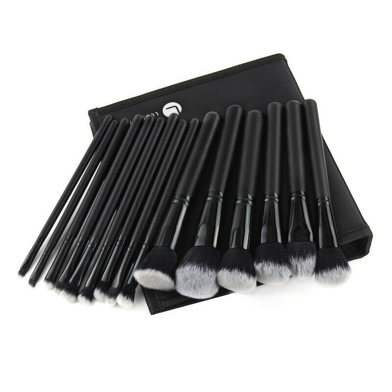 Ensemble de 15 pinceaux de maquillage noir pour femme avec sac de fond de teint pour eye - liner fard à paupières - Ivory Deals Market