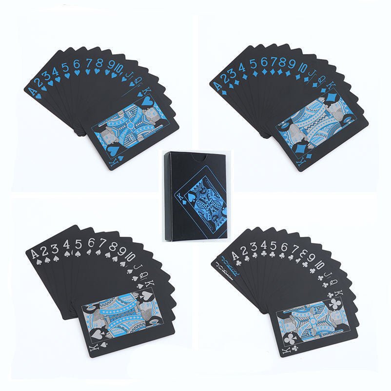 Ensemble de 54 cartes à jouer en plastique noir imperméables, idéales pour le poker, le Texas Hold'em et les réunions familiales. - Ivory Deals Market