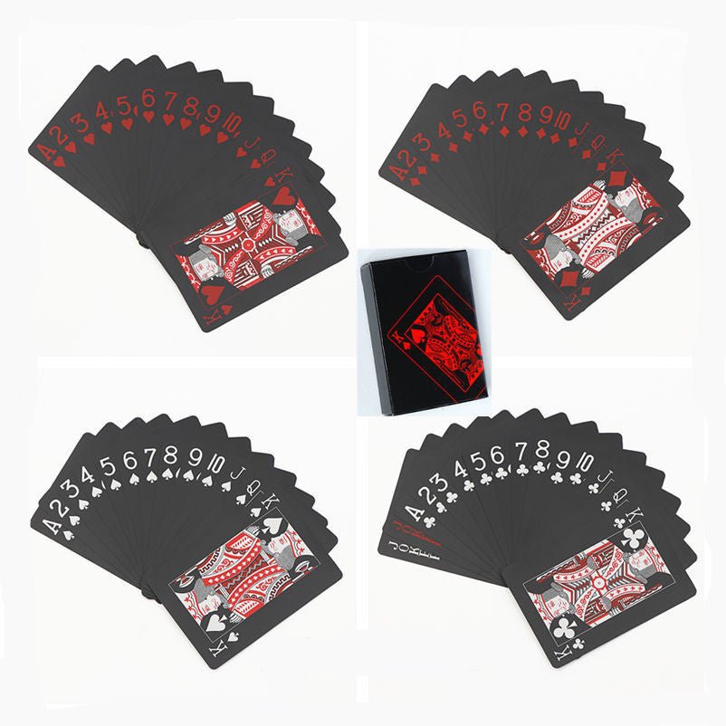 Ensemble de 54 cartes à jouer en plastique noir imperméables, idéales pour le poker, le Texas Hold'em et les réunions familiales. - Ivory Deals Market