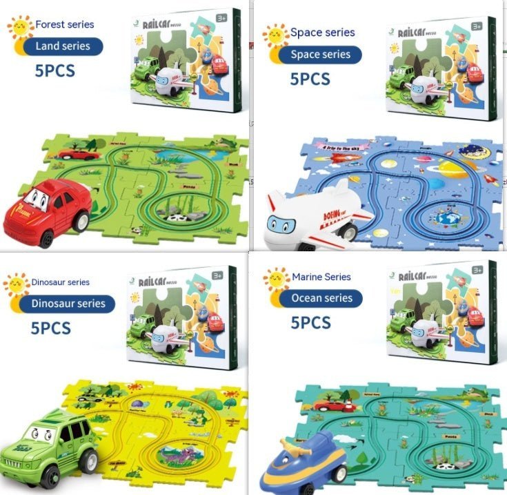 Ensemble de puzzle pour enfants, assemblage DIY d'un speeder électrique de chemin de fer, voiture électrique automatique pour scène de ville sur rail, jouet éducatif de construction. - Ivory Deals Market