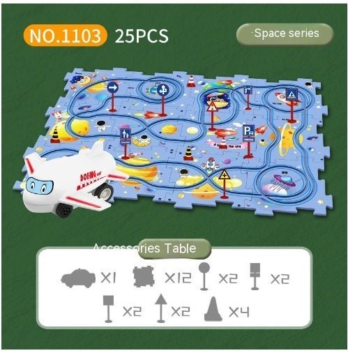 Ensemble de puzzle pour enfants, assemblage DIY d'un speeder électrique de chemin de fer, voiture électrique automatique pour scène de ville sur rail, jouet éducatif de construction. - Ivory Deals Market