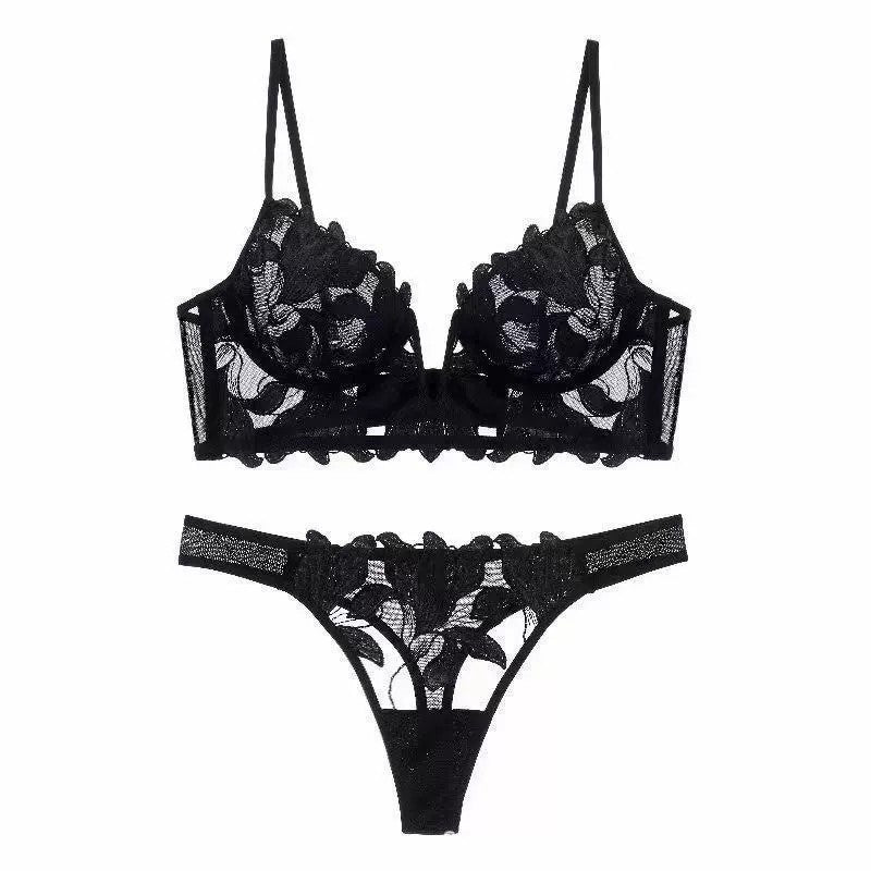 Ensemble de soutien - gorge en dentelle brodée pour femmes. - Ivory Deals Market