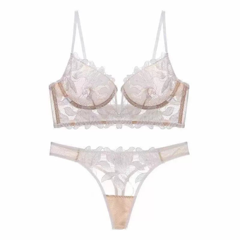 Ensemble de soutien - gorge en dentelle brodée pour femmes. - Ivory Deals Market