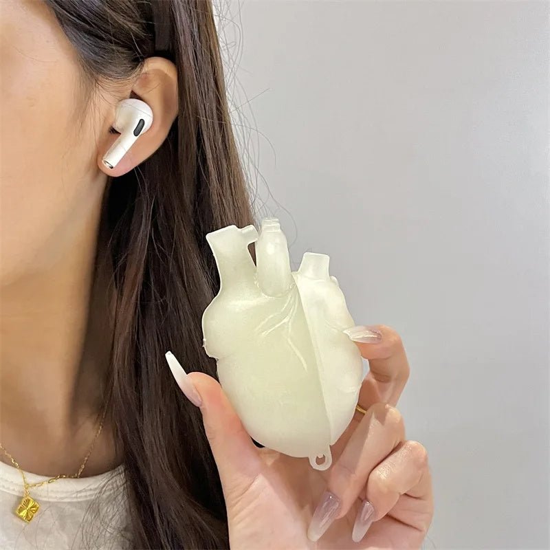 Étui pour écouteurs en forme de cœur 3D pour Airpods 3, housse en silicone souple de protection pour Airpods Pro pour hommes et garçons - Ivory Deals Market