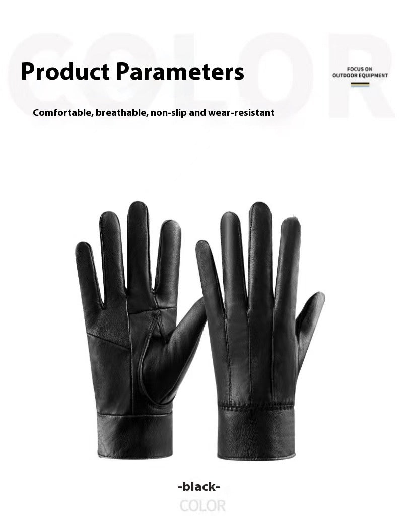 Gants en cuir véritable pour hommes et femmes, doublés de polaire, rembourrés pour garder au chaud, en peau de mouton.