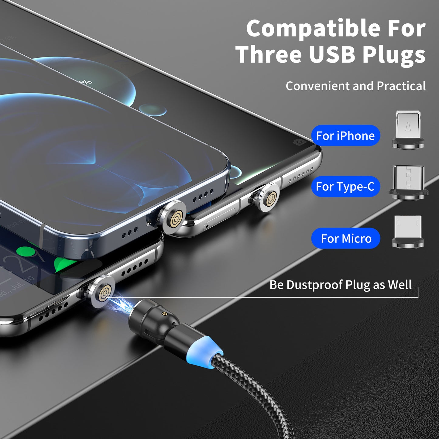 Mobile Téléphone De Charge Trois-en-un Magnétique Câble de Données