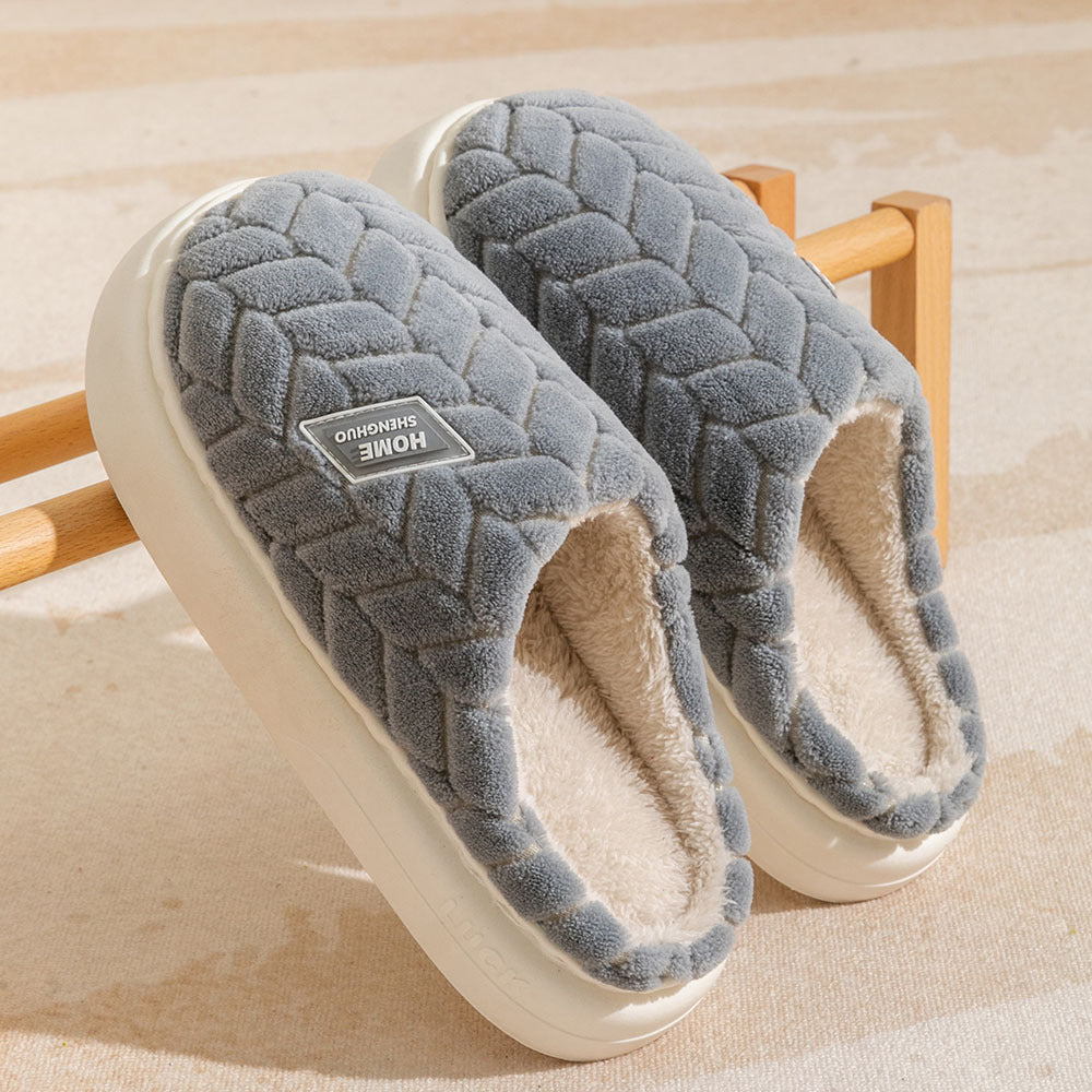 Nouveau antidérapant à semelles épaisses en peluche pantoufles couple hiver chaud maison pantoufle intérieur chaussures polaires pour femmes hommes