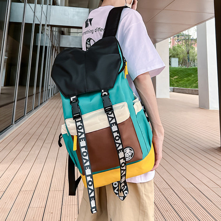 Nouvelle couleur assortie sac à dos mode en plein air sacs de voyage hommes femmes personnalité collège lycée étudiant cartables - Ivory Deals Market