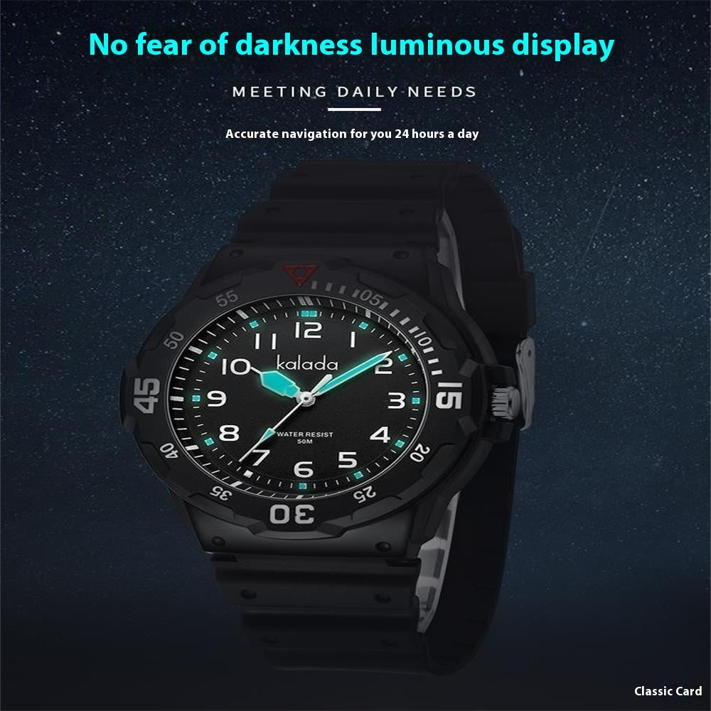 Montre à quartz avec aiguilles lumineuses pour hommes.