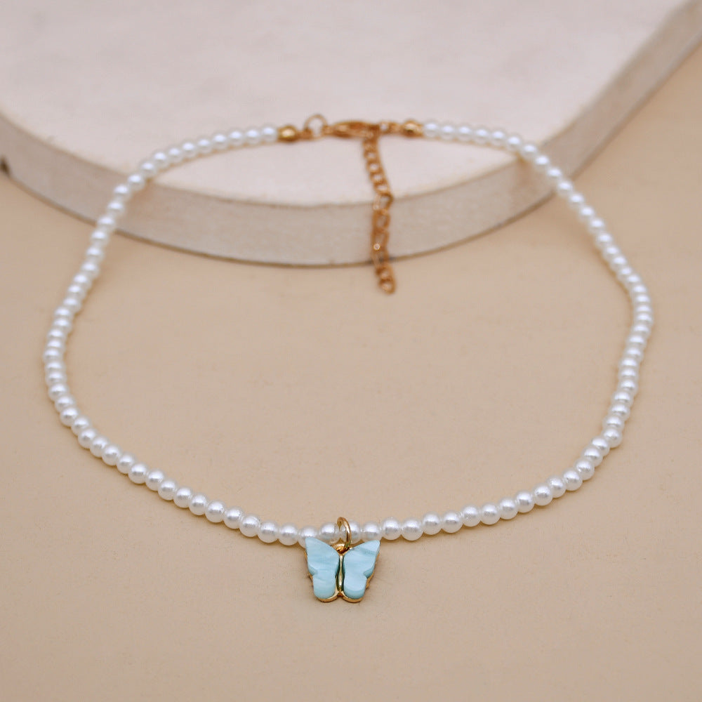 Collier de perles nœud papillon en opale européenne et américaine pour femmes.