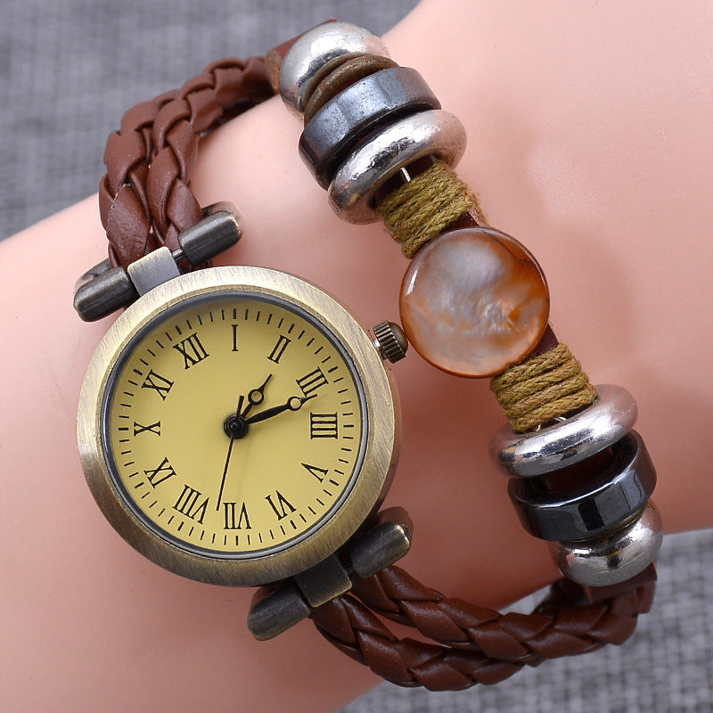 Montre-bracelet artisanale vintage pour femmes, style mode torsadé.