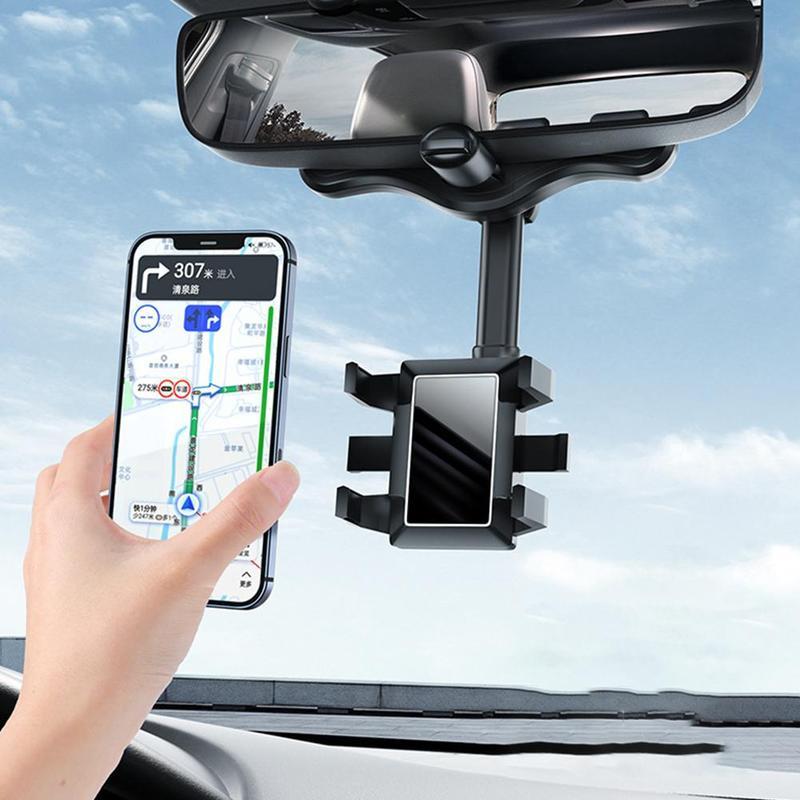 Support de téléphone pour rétroviseur de voiture, rotatif et rétractable Support de téléphone pour rétroviseur 360° multifonctionnel, adapté à tous les téléphones mobiles et à toutes les voitures