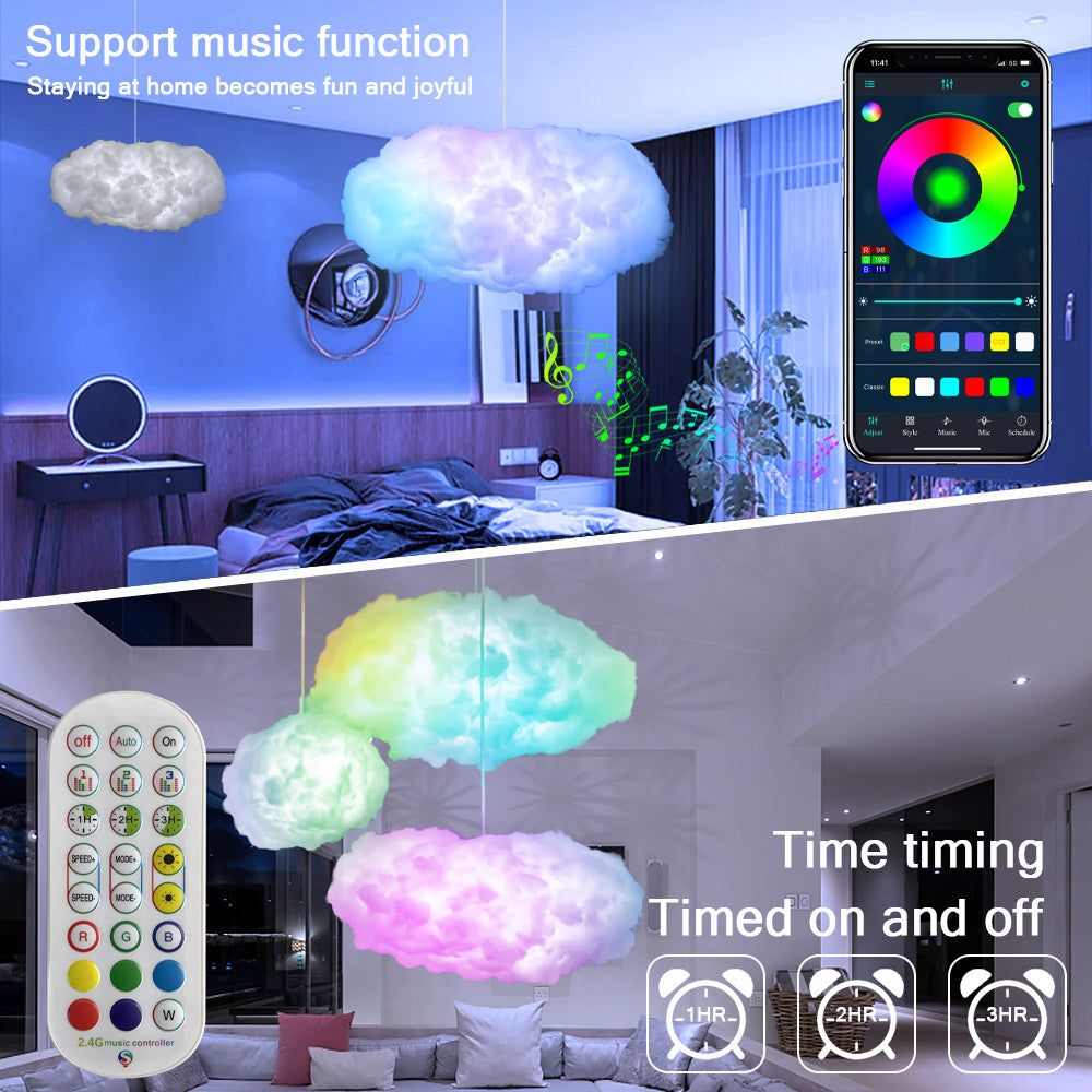 USB Cloud Light APP Contrôle Synchronisation de la musique 3D RGBIC Lumière ambiante Simulation de foudre Nuages Chambre à coucher Lumière de la pièce