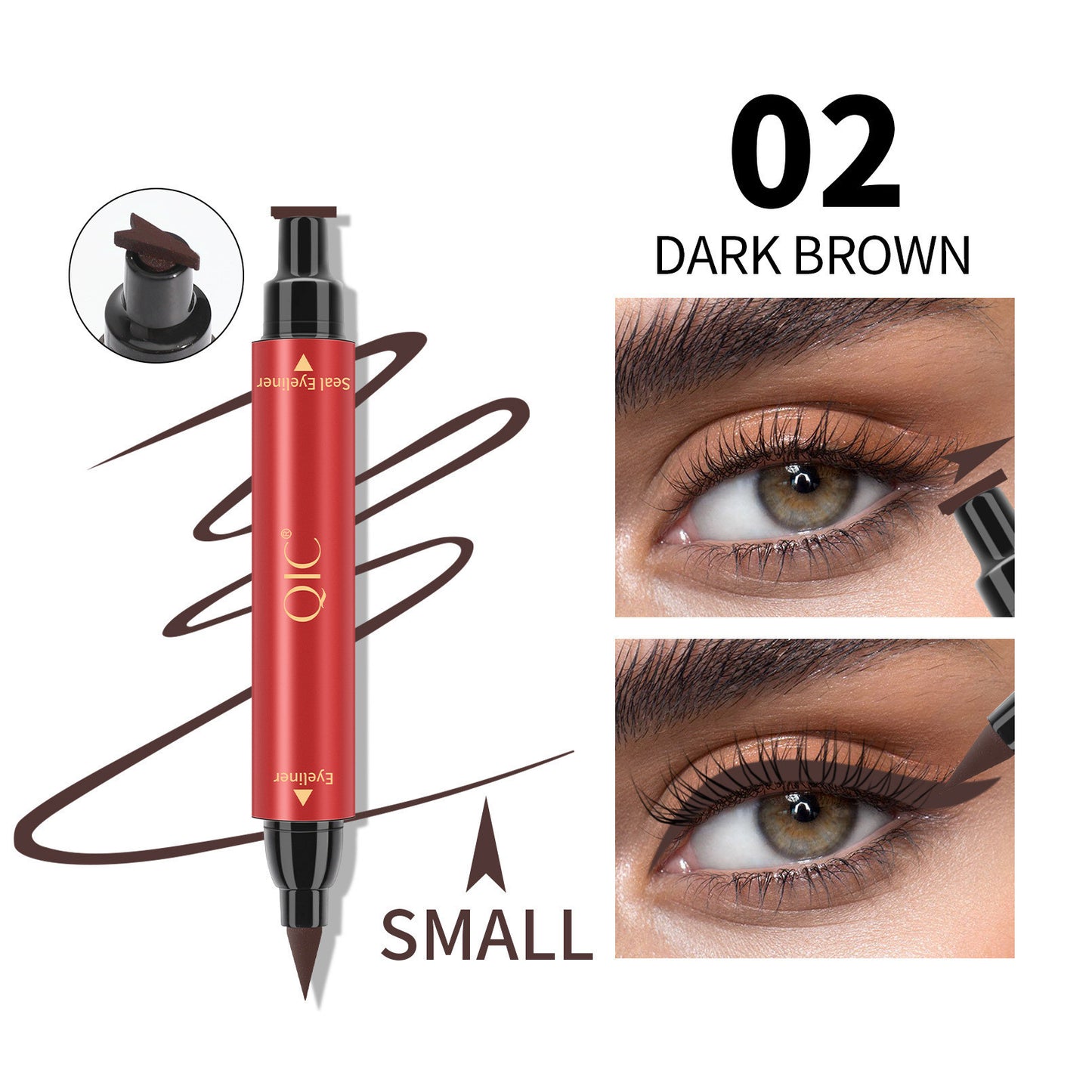 Stylo eyeliner double embout étanche et résistant à la transpiration.