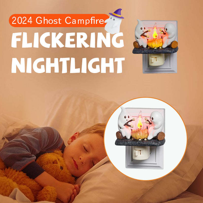 Feu de camp fantôme 2024 scintillant veilleuse 2 fantômes torréfaction, lumière de nuit de guimauve pour décoration d'Halloween - Ivory Deals Market