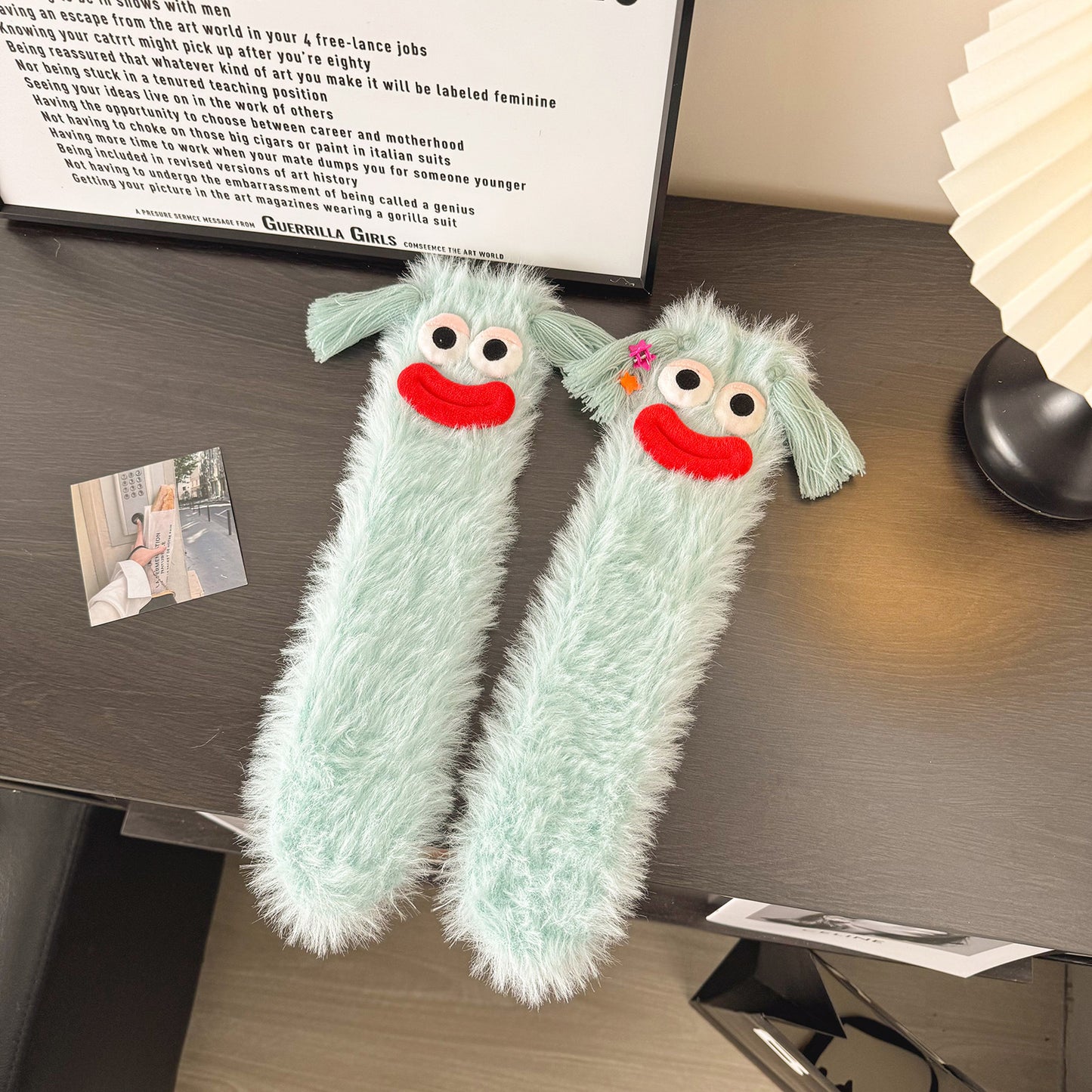 Chaussettes thermiques en peluche à mi-mollet amusantes