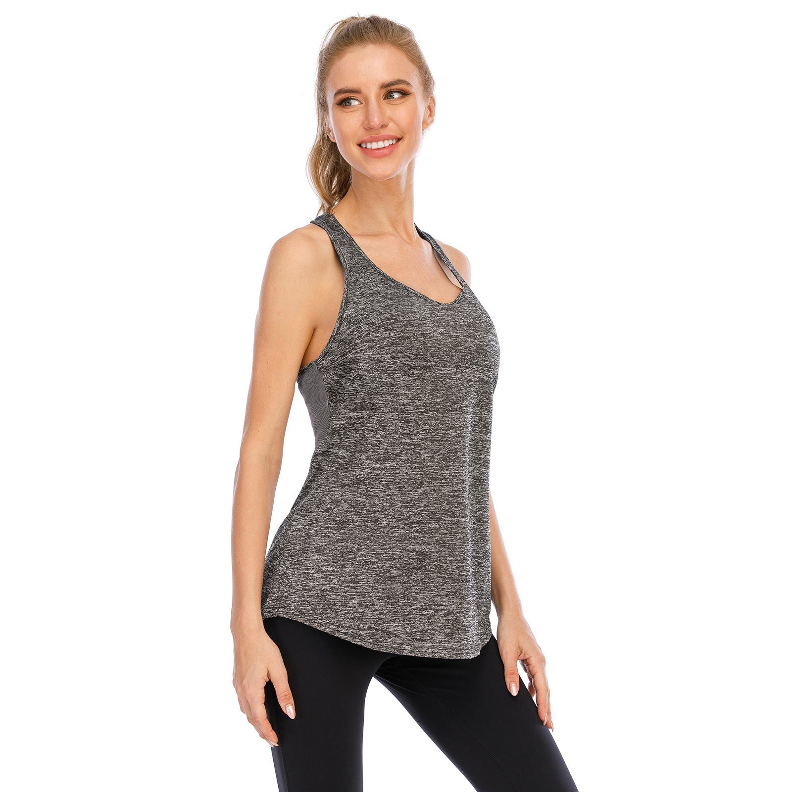 Gilet d'entraînement dos nu cousu en maille de yoga de sport - Ivory Deals Market